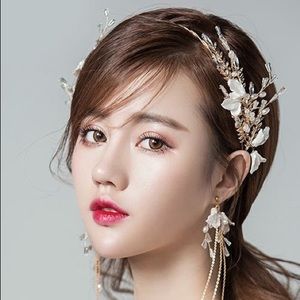 Wedding hair piece and earring set